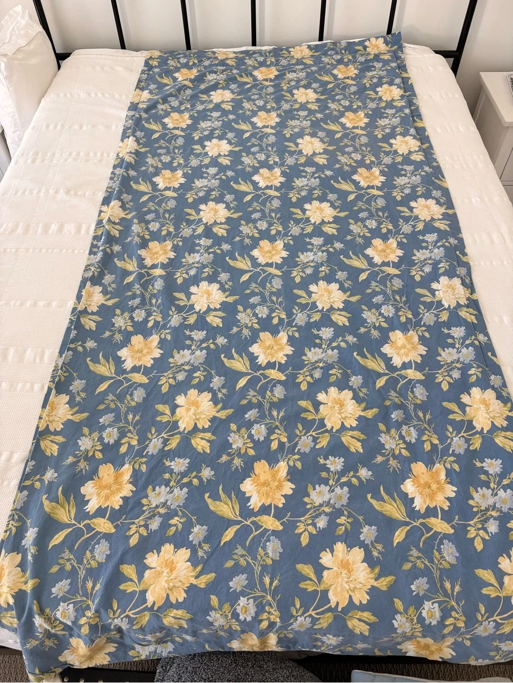 Vintage Laura Ashley Blue and Cream Floral Drapes- Set of 4